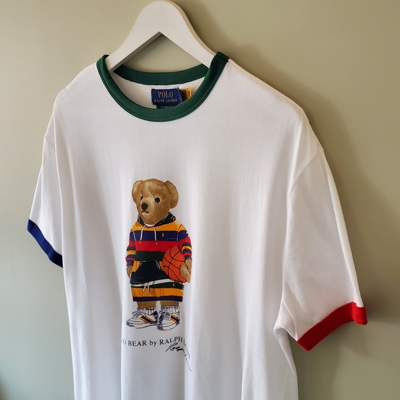 NWOT Polo by Ralph Lauren S Contrast Piping Basketball Bear Crewneck T-Shirt - Picture 6 of 11